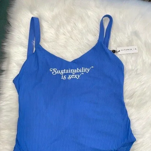 Vitamin A Womens Size 14 DD Mediterranean Blue Leah Sis One-piece Bathing Suit - Picture 4 of 9